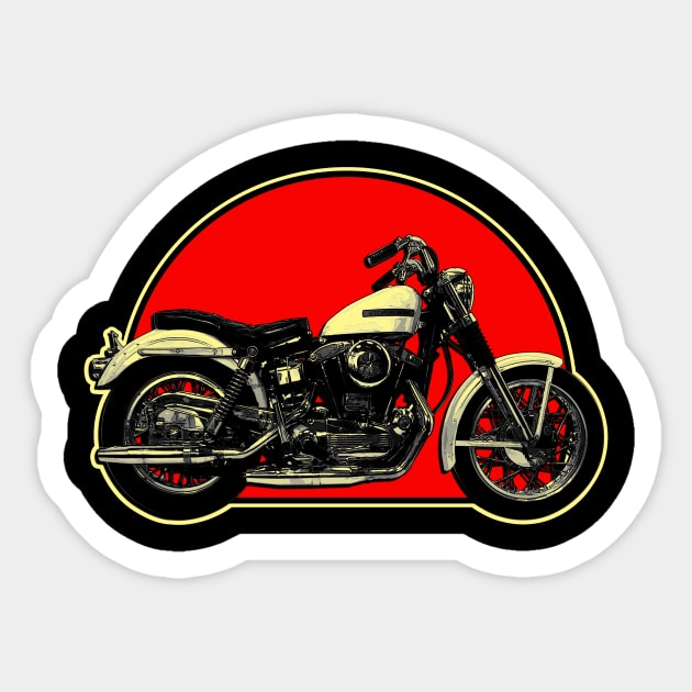1968 Harley-Davidson XLCH Retro Red Circle Motorcycle Sticker by Skye Bahringer